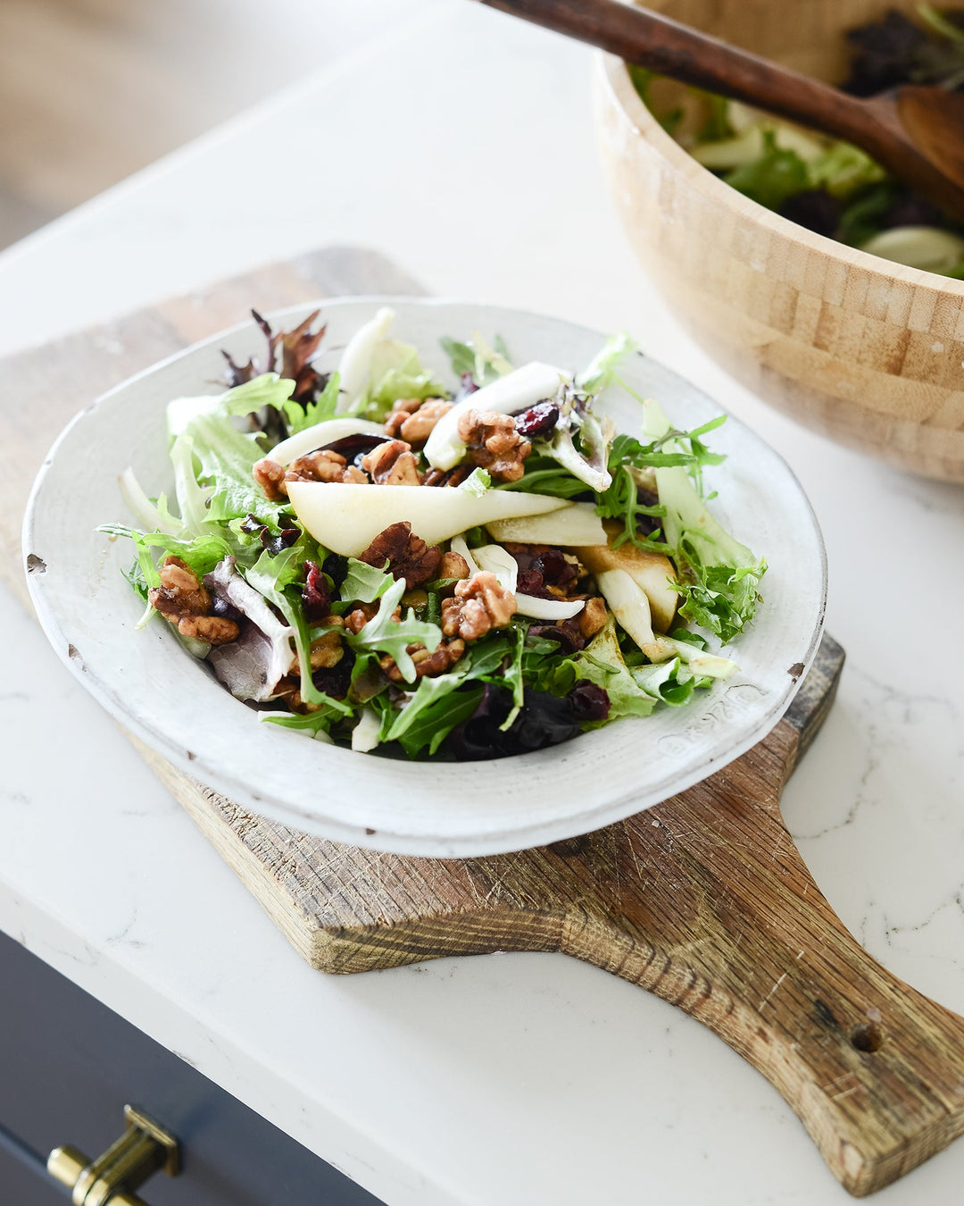 Mixed greens with pears and fennel